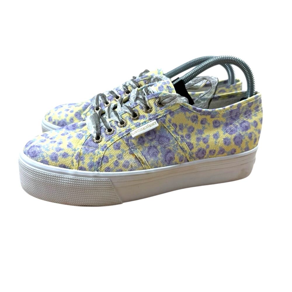 Superga x LoveShackFancy Floral Platform Sneakers Womens 9.5 Yellow Canvas Girly